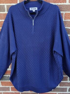 STACY ADAMS Men's Quarter Zipped Pullover Sweater Size XXL Blue